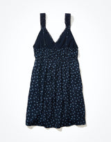 Women's Navy Casual Printed Sleeveless Mini Dress