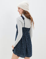 Women's Navy Casual Printed Sleeveless Mini Dress