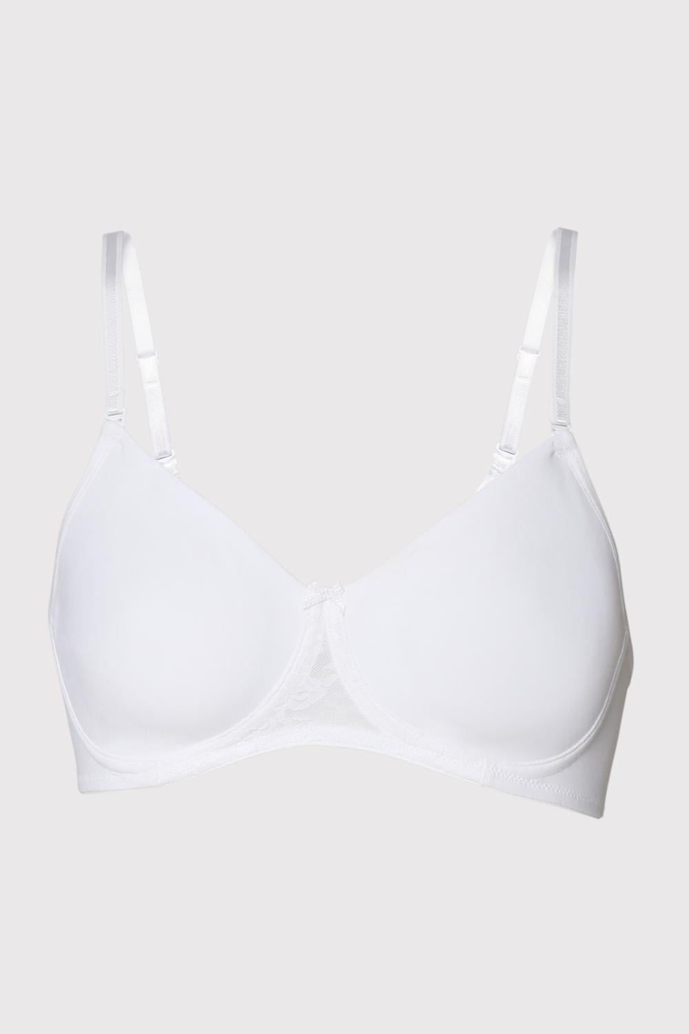 Women's White Solid Hook Bra