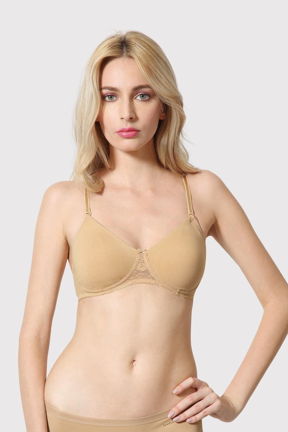 Women's Peach Solid Hook Bra