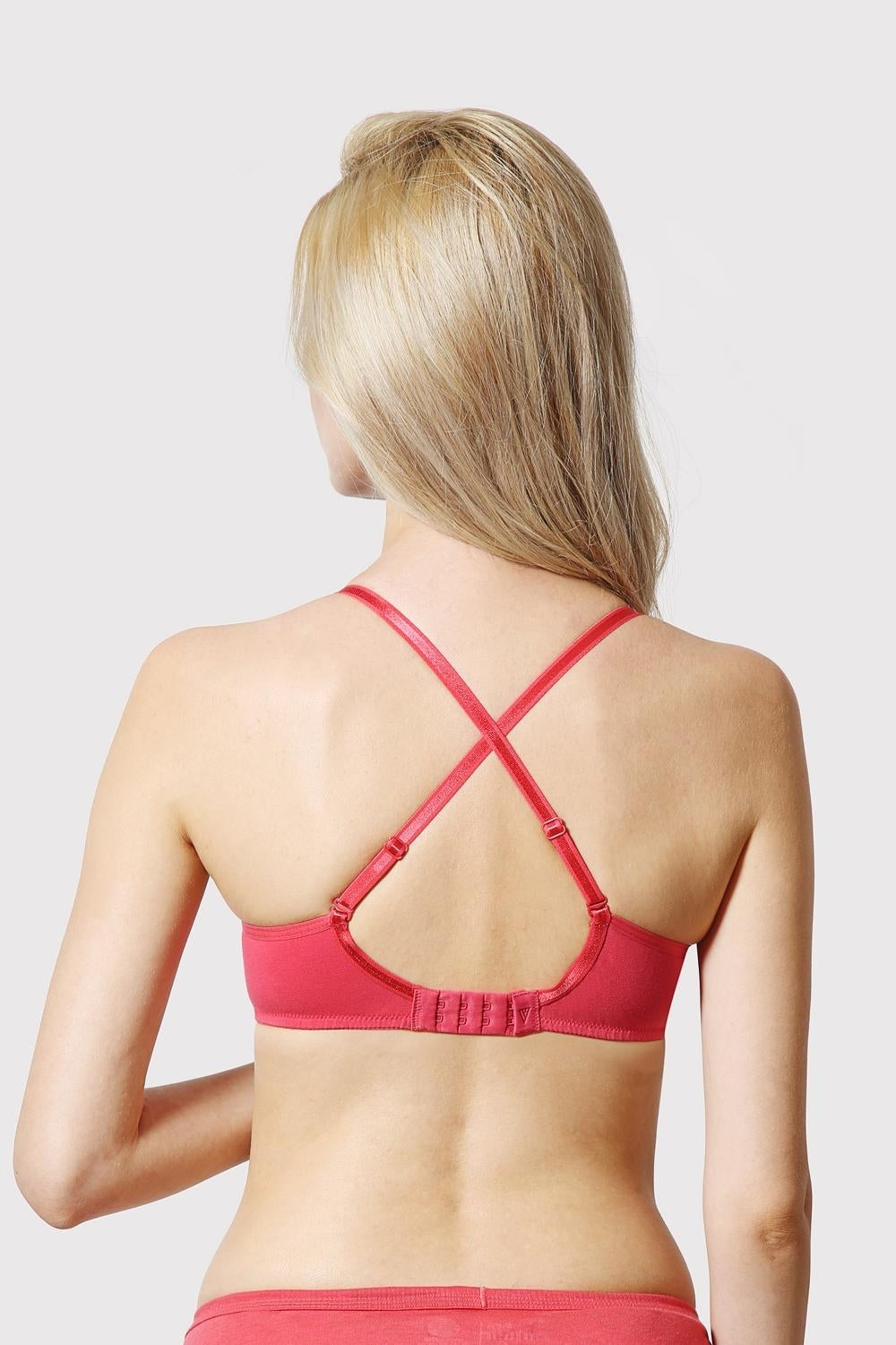Women's Pink Solid Hook Bra