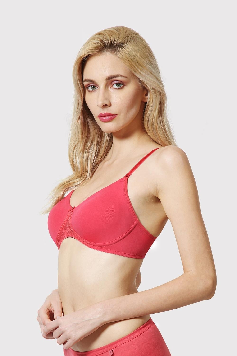 Women's Pink Solid Hook Bra