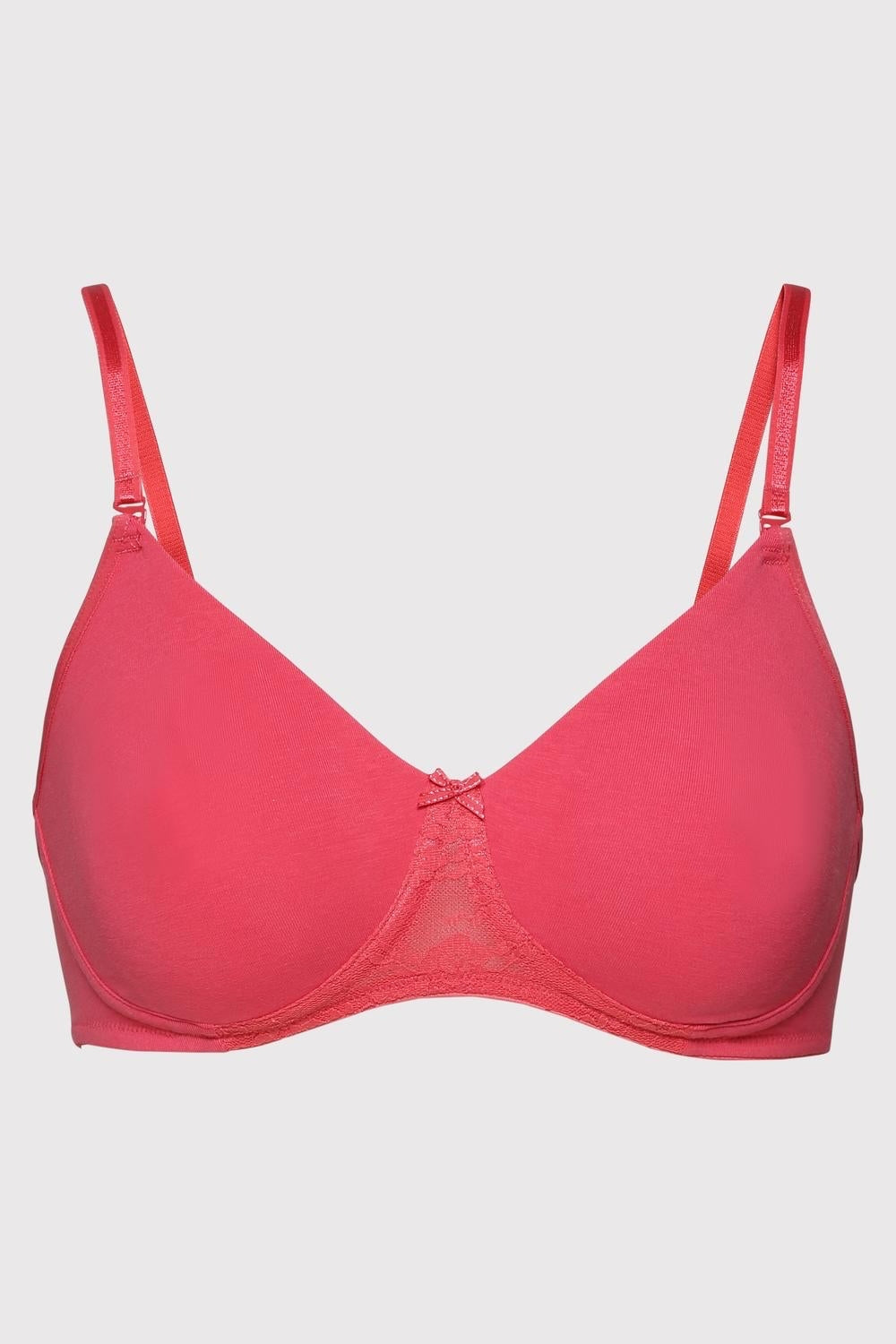 Women's Pink Solid Hook Bra