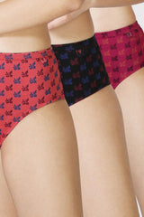 Women's Assorted Printed Elasticated Mid Rise Panty - Pack of 3