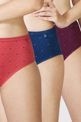 Women's Assorted Printed Elasticated Mid Rise Panty - Pack of 3