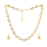Women's Gold Plated Gorgeous Designer Necklace Set with Crystals and Pearls