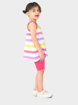 Girls Multicolor Casual Printed Regular Fit Sleeveless Clothing Set