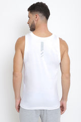 Men's White Sport Regular Fit Super Soft All Day Comfort Graphic Print Vest - Pack of 1