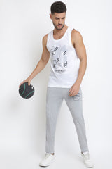 Men's White Sport Regular Fit Super Soft All Day Comfort Graphic Print Vest - Pack of 1