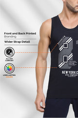 Men's White Sport Regular Fit Super Soft All Day Comfort Graphic Print Vest - Pack of 1