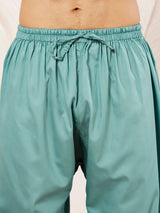 Men's Green Satin Traditional Pathani Khan Suit Set