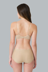 Women's Peach Solid Elasticated Mid Rise Panty