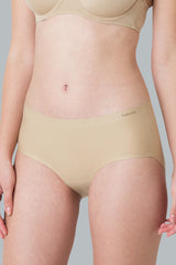 Women's Peach Solid Elasticated Mid Rise Panty