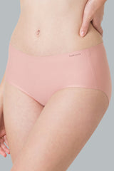 Women's Pink Solid Elasticated Mid Rise Panty