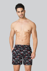 Men's Multicolor Regular Fit Functional Pockets Ultra Soft Allover Print Boxer Shorts - Pack of 2