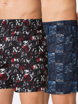 Men's Multicolor Regular Fit Functional Pockets Ultra Soft Allover Print Boxer Shorts - Pack of 2