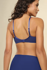 Women's Blue Solid Hook Bra