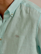 Men's Green Casual Slim Fit Solid Full Sleeves Shirt