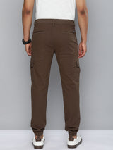 Men's Slim Fit Solid Mid Rise Stretchable Cuffed Cargos