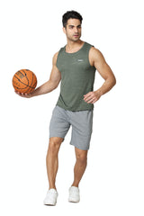 Men's Green Regular Fit Swift Dry Odour Shield Gym Vest - Pack of 1