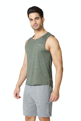 Men's Green Regular Fit Swift Dry Odour Shield Gym Vest - Pack of 1