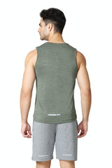 Men's Green Regular Fit Swift Dry Odour Shield Gym Vest - Pack of 1