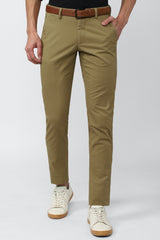 Men's Brown Casual Solid Slim Fit Trouser