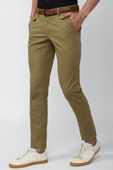 Men's Brown Casual Solid Slim Fit Trouser