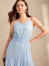 Women's Blue Casual A-Line Dress
