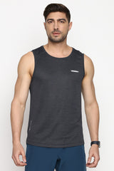 Men's Charcoal Regular Fit Swift Dry Odour Shield Gym Vest - Pack of 1