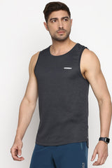 Men's Charcoal Regular Fit Swift Dry Odour Shield Gym Vest - Pack of 1