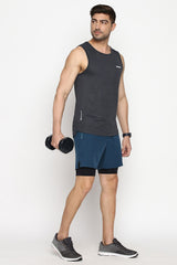 Men's Charcoal Regular Fit Swift Dry Odour Shield Gym Vest - Pack of 1