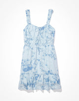 Women's Blue Casual Printed Sleeveless Mini Dress