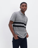 Men's Grey Casual Regular Fit Colorblocked Half Sleeves Polo Tshirt