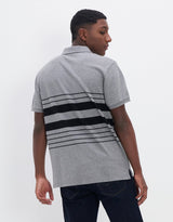 Men's Grey Casual Regular Fit Colorblocked Half Sleeves Polo Tshirt