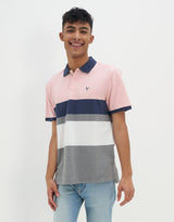 Men's Multicolor Casual Regular Fit Colorblocked Half Sleeves Polo Tshirt