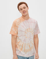 Men's Orange Casual Regular Fit Tie-Dye Half Sleeves Tshirt