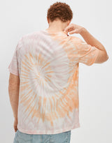 Men's Orange Casual Regular Fit Tie-Dye Half Sleeves Tshirt
