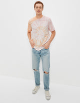 Men's Orange Casual Regular Fit Tie-Dye Half Sleeves Tshirt