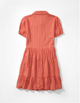 Women's Orange Casual Solid Half Sleeves Mini Dress