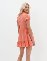 Women's Orange Casual Solid Half Sleeves Mini Dress