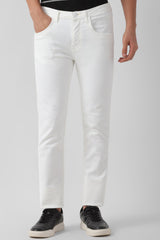 Men's White Casual Slim Fit Jeans