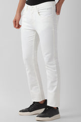 Men's White Casual Slim Fit Jeans
