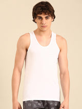 Men's White Cotton Regular Fit Vest