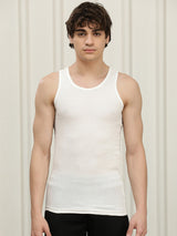 Men's White Cotton Regular Fit Vest