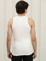 Men's White Cotton Regular Fit Vest