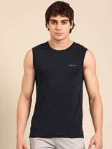 Men's Blue Cotton Regular Fit Vest
