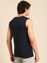 Men's Blue Cotton Regular Fit Vest