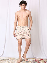 Men's Beige Cotton Regular Fit Boxer