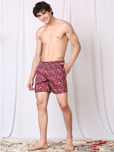 Men's Red Cotton Regular Fit Boxer